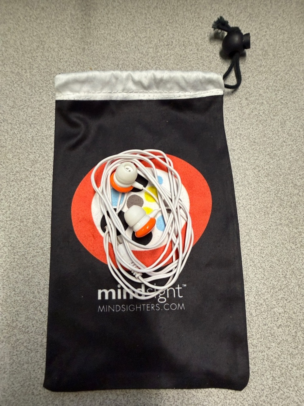 Mindsight Orange & White Earbuds with Branded Pouch